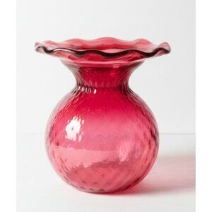 Vintage ROSSI Niagra Falls Canada Hand blown Cranberry Art Glass Vase